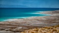 Salt beach of the Dead Sea in Jordan Royalty Free Stock Photo