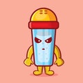 Salt bottle mascot with mad expression isolated cartoon in flat style