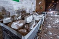 Salt bricks inside Slanic Prahova Salt Mine, Romania Royalty Free Stock Photo