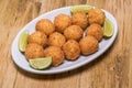 Salt cod fritters, in portuguese it is called bolinho de bacalhau Royalty Free Stock Photo