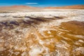 Salt crust at the shore of  Salar del Quisquiro, spanish for Quisquiro Salt Lake in the Altiplano at an altitude of 4150m, Atacama Royalty Free Stock Photo