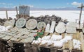 Salt crystal minerals and souvenirs at salar Royalty Free Stock Photo