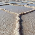 Salt crystallization on the surface of a salt flat, creating patterns with raised, Royalty Free Stock Photo