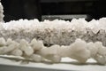 Salt crystals cluster. Salt crystals growth. Salt crystallization. Mine rock salt chunk