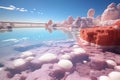 salt crystals sparkling under the midday sun on a lagoon