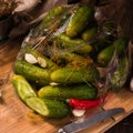 Salt cucumbers briefly stored