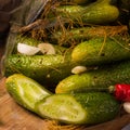 Salt cucumbers briefly stored