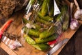 Salt cucumbers briefly stored