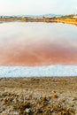 Salt evaporation pond view at the flamingo watch reserve in Olhao, Ria Formosa Natural park, Portugal Royalty Free Stock Photo