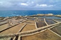 Salt evaporation ponds Royalty Free Stock Photo