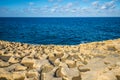 Salt evaporation ponds on Gozo island, Malta Royalty Free Stock Photo