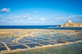 Salt evaporation ponds on Gozo island, Malta Royalty Free Stock Photo