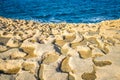 Salt evaporation ponds on Gozo island, Malta Royalty Free Stock Photo