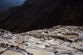 (salt evaporation ponds) in Maras, Peru. Salt has been harvested in Maras since the time of the Inca Empire Royalty Free Stock Photo