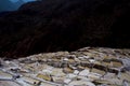 (salt evaporation ponds) in Maras, Peru. Salt has been harvested in Maras since the time of the Inca Empire Royalty Free Stock Photo