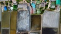 Salt fields in Thailand, Asia, seen from above Royalty Free Stock Photo