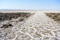 Salt flat in central desert of Iran. Royalty Free Stock Photo