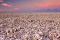 Salt flat Salar de Atacama, Atacama Desert, Chile at sunset