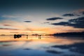 Salt flat Salar de Uyuni at sunset, Altiplano, Bolivia Royalty Free Stock Photo