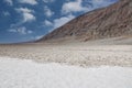 Salt flats lined by mountains at Badwater Basin in Death Valley National Park, California Royalty Free Stock Photo