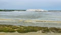 Salt flats pand salt piles Salin-de-Giraud and Piemanson beach in French Carmargue