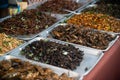 Salt-fried insects in food at Thai markets, this type of food is popular with Thai peoples. Royalty Free Stock Photo