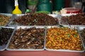 Salt-fried insects in food at Thai markets, this type of food is popular with Thai peoples. Royalty Free Stock Photo