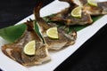 Salt grilled flounder on a dining table