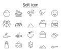 Salt icon set in thin line style