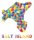 Salt Island - colorful low poly island shape.