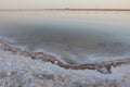 The surface of the lake with very salty water
