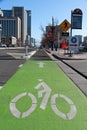 Salt Lake City: Cycle lane in Salt Lake City, Utah Royalty Free Stock Photo