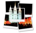 Salt Lake City Mormon Temple Christmas Lights Film Frame Photographs Royalty Free Stock Photo