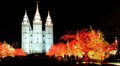 Salt Lake City Mormon Temple Christmas Lights Royalty Free Stock Photo