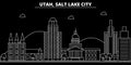 Salt Lake City silhouette skyline. USA - Salt Lake City vector city, american linear architecture, buildings. Salt Lake Royalty Free Stock Photo