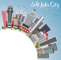 Salt Lake City Skyline with Gray Buildings, Blue Sky and Copy Sp Royalty Free Stock Photo