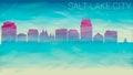 Salt Lake City, UT, USA Skyline Silhouette. Broken Glass Abstract  Textured. Banner Background Colorful Shape Composition. Royalty Free Stock Photo
