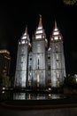 Nighttime Long Exposure Salt Lake City Utah Lighted Mormon Temple Photo