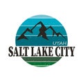 Salt Lake City Utah Souvenir Travel Vector Art Design Tourism Royalty Free Stock Photo