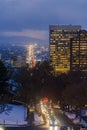 Salt Lake City viewed from Utah State Capital Building against mountain and sky Royalty Free Stock Photo