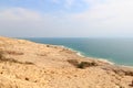 Salt lake Dead sea shore panorama in the west bank, Israel Royalty Free Stock Photo