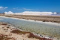 Salt lake with salt hills on island Bonaire Royalty Free Stock Photo