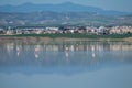 Salt lake of Larnaca and flamingos