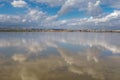 Salt Lake near Larnaca, Cyprus - wintering place for pink flamingos, nature reserve and tourist attraction