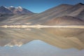 Salt lake in Piedras Rojas, volcanic landscape at sunrise, Atacama, Chile