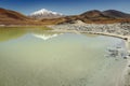 Salt lake in Piedras Rojas, volcanic landscape at sunrise, Atacama, Chile