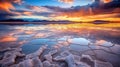 Salt Lake Reflections Crystalline Surface Vivid Colors Sunset Landscape Background Royalty Free Stock Photo