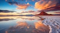 Salt Lake Reflections Crystalline Surface Vivid Colors Sunset Landscape Background Royalty Free Stock Photo