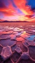 Salt Lake Reflections Crystalline Surface Vivid Colors Sunset Landscape Background Royalty Free Stock Photo