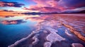 Salt Lake Reflections Crystalline Surface Vivid Colors Sunset Landscape Background Royalty Free Stock Photo